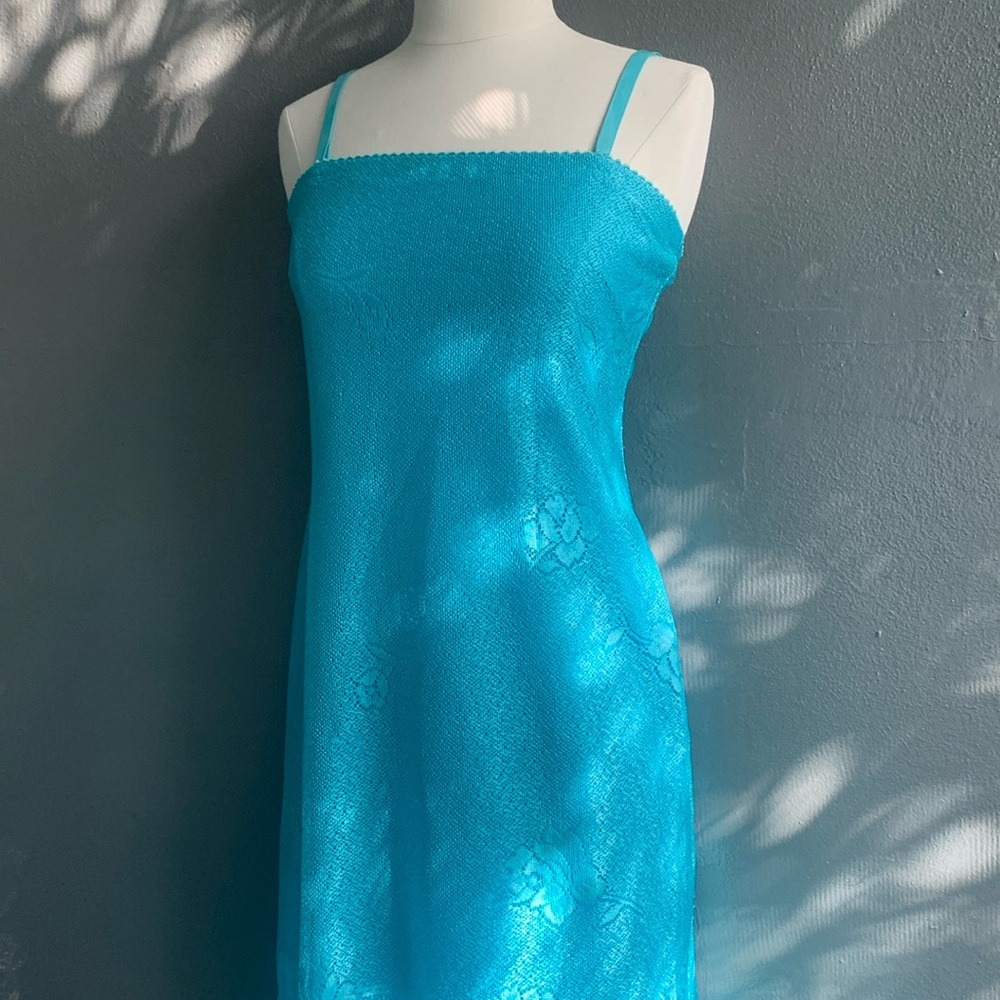 VIP Turquoise Lace Midi Dress - Picture 3 of 15
